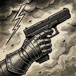 Ícono de ANACRONO: un guantelete de armadura que empuña una pistola